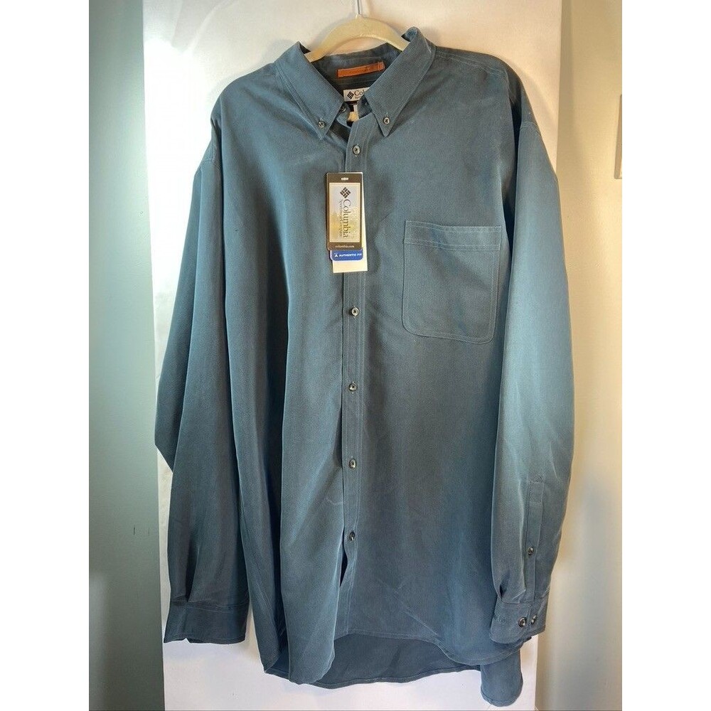 COLUMBIA MENS 2X TALL DOBSON LAKE II DOBBY SHIRT GRAY LONG SLEEVE BUTTON UP NEW